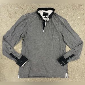 Maceoo Paris Long Sleeve 1/4 Button Up shirt men's XL Exclusive Italian Fabrics